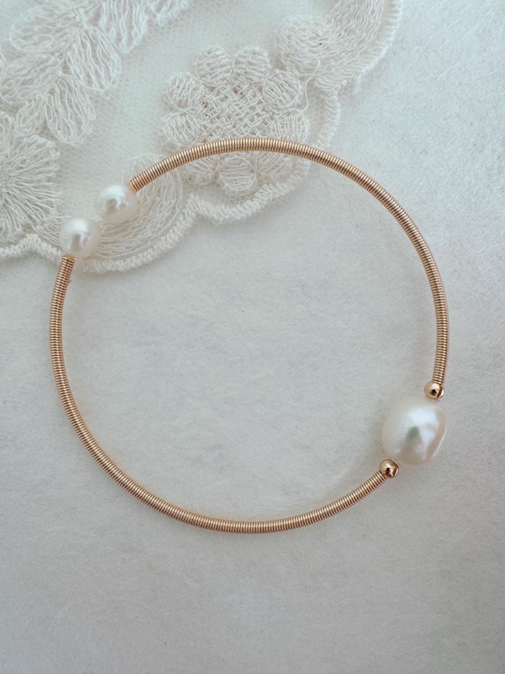 Freshwater Pearl Bangle – Snowdrop Spring